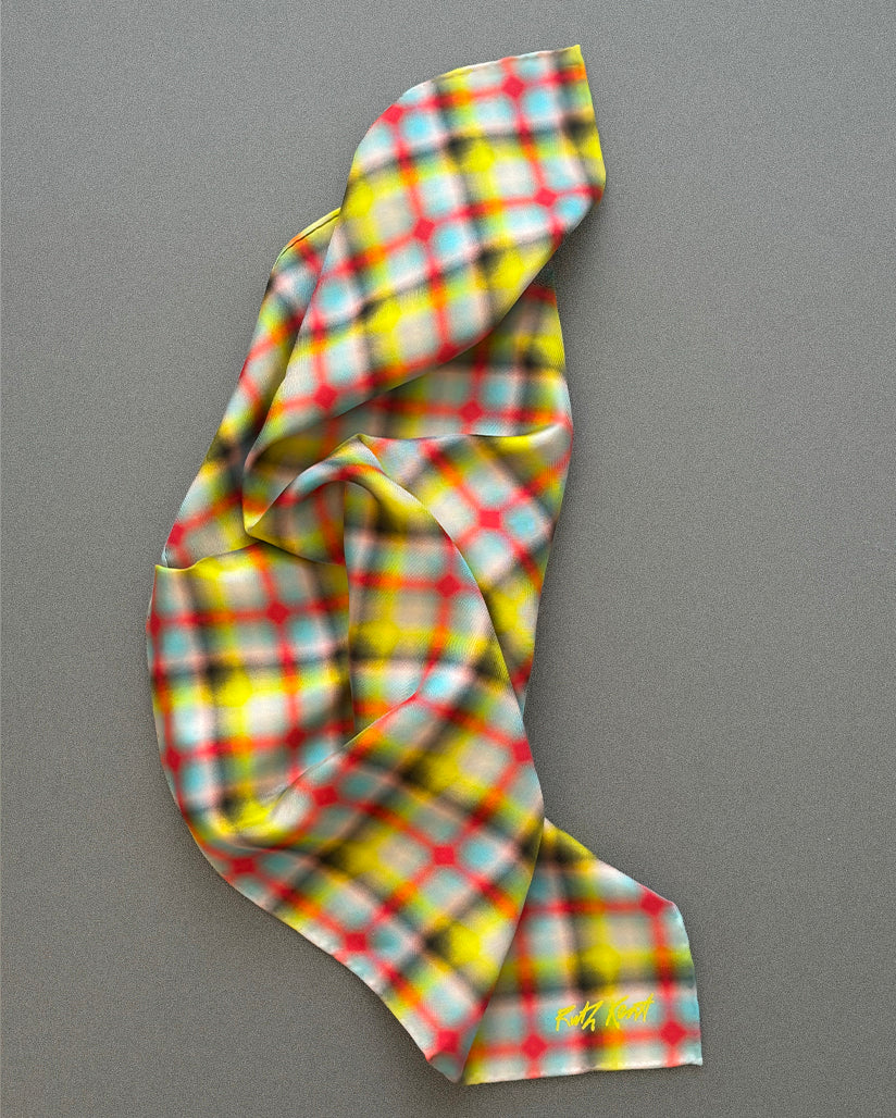 Smoking Check Silk Scarf